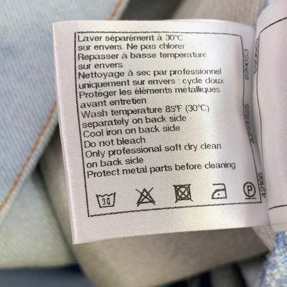 CHANEL Size 10 Blue Grey Cotton Button Up Wide Leg Casual Pants - Picture 8 of 8